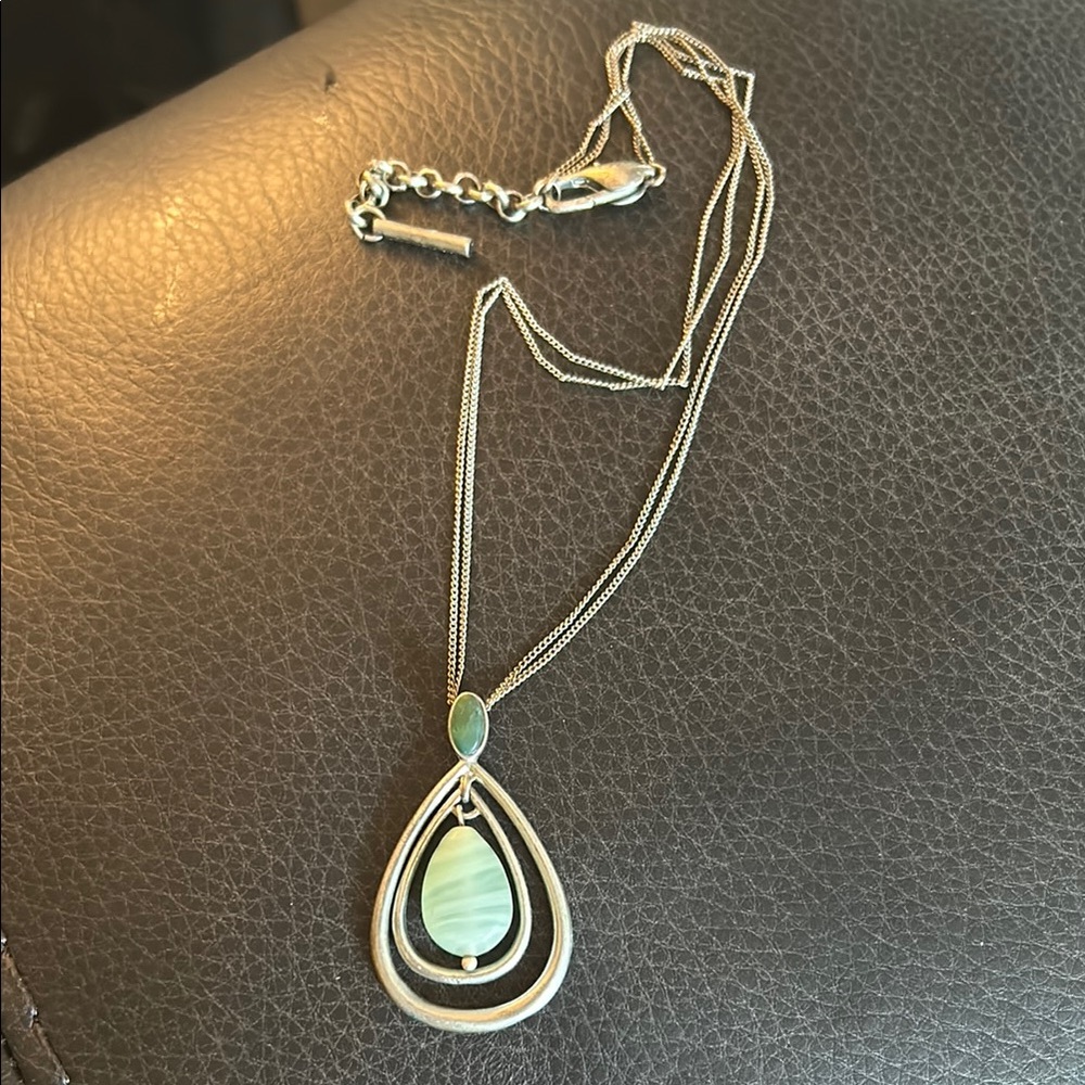 Elegant Kenneth Cole Silver and Green Pendant Necklace